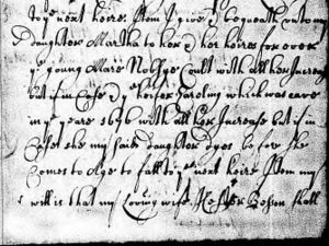 Excerpt of the will of Thomas Besson, with bequest to daughter Martha.