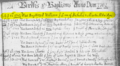 All Hallows' Parish register showing baptism of William Aldridge "I" (1702).